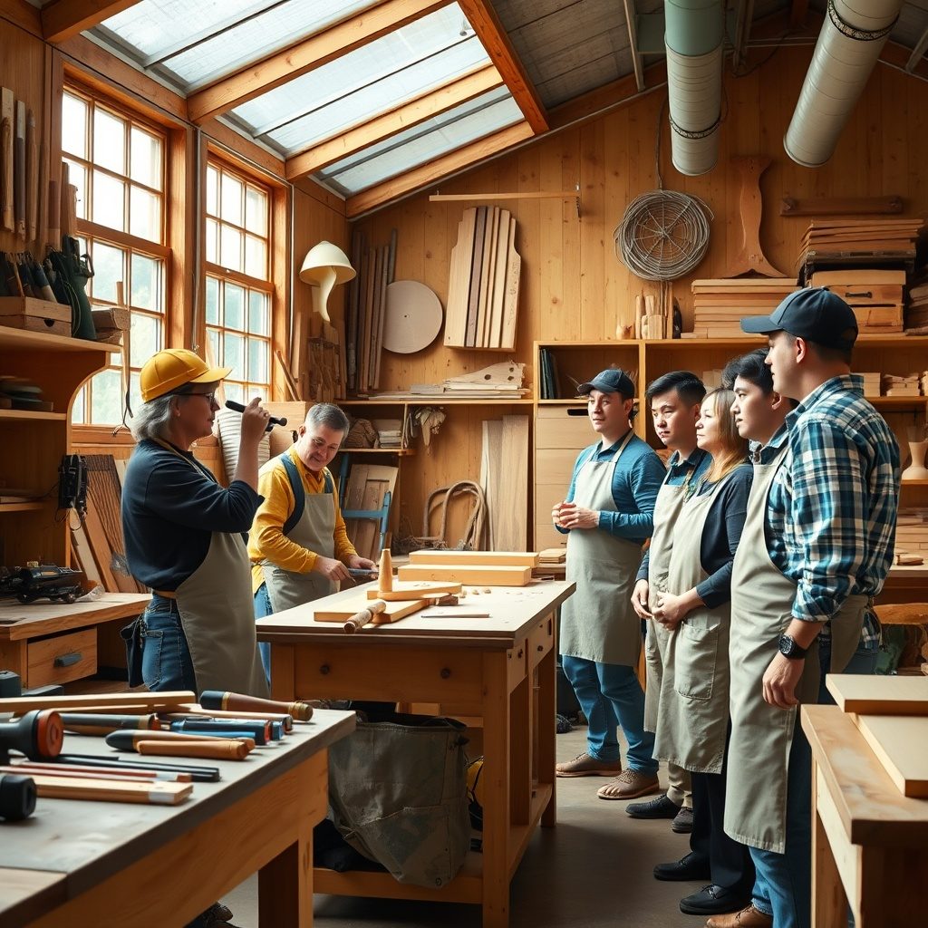 Woodworking workshop in action