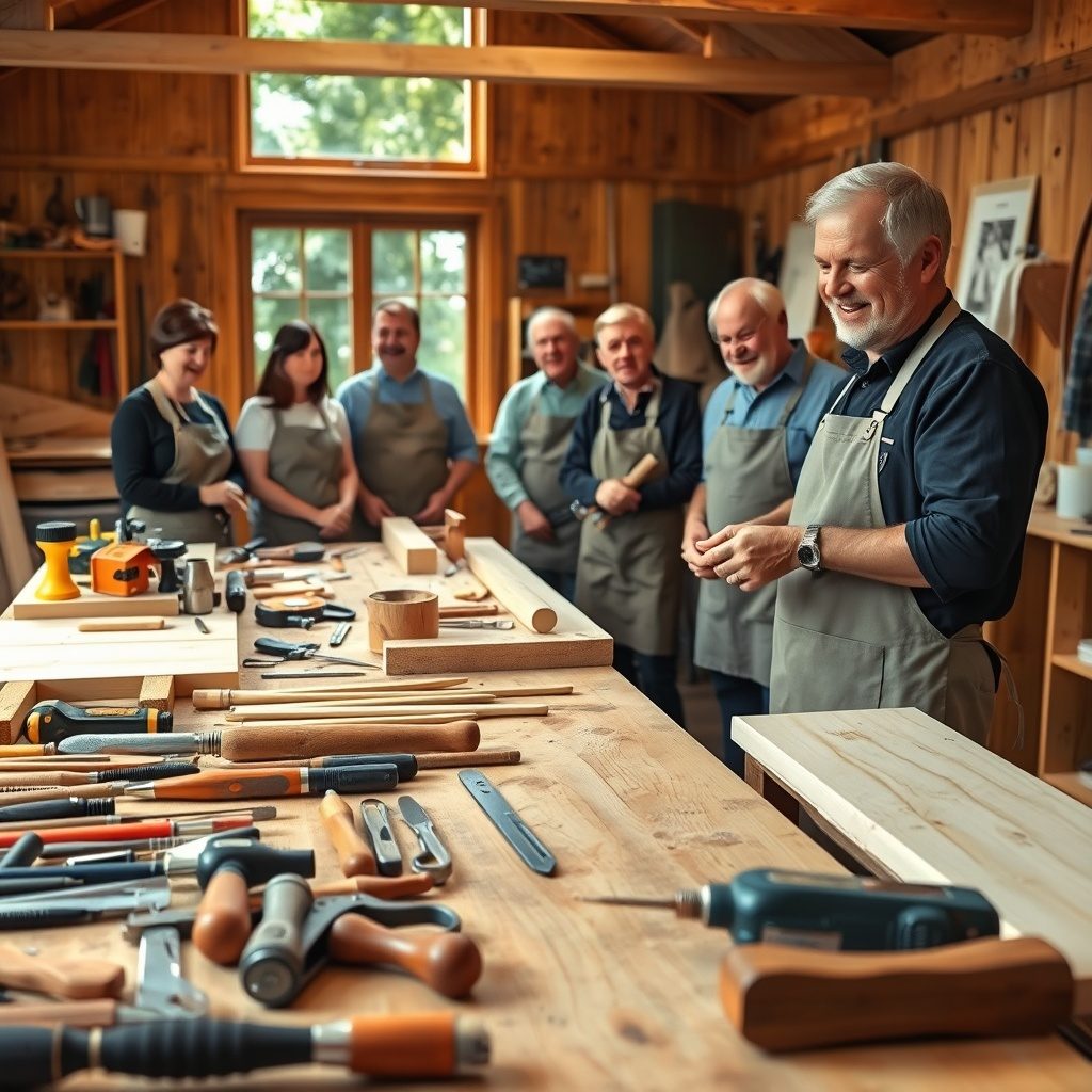 Woodworking workshop in progress